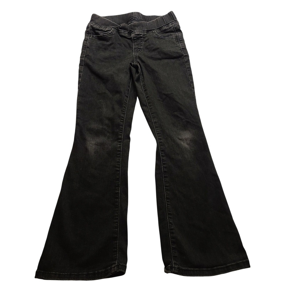 Cat & Jack Girls Flare Jeans Washed Black Pull On Elastic Waist Size 8 Pants
